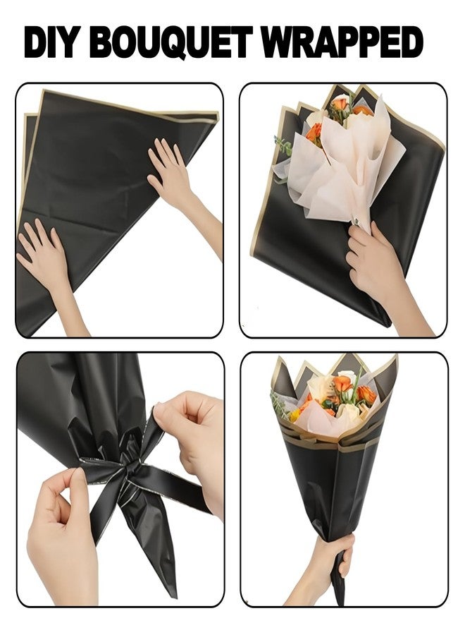DEWJDFSC 20 Sheets Flower Wrapping Paper,Waterproof Floral Korean Bouquet Wrapping Paper, Florist Supplies, Suitable for Flowers Gift Packaging (Black) - Image 5
